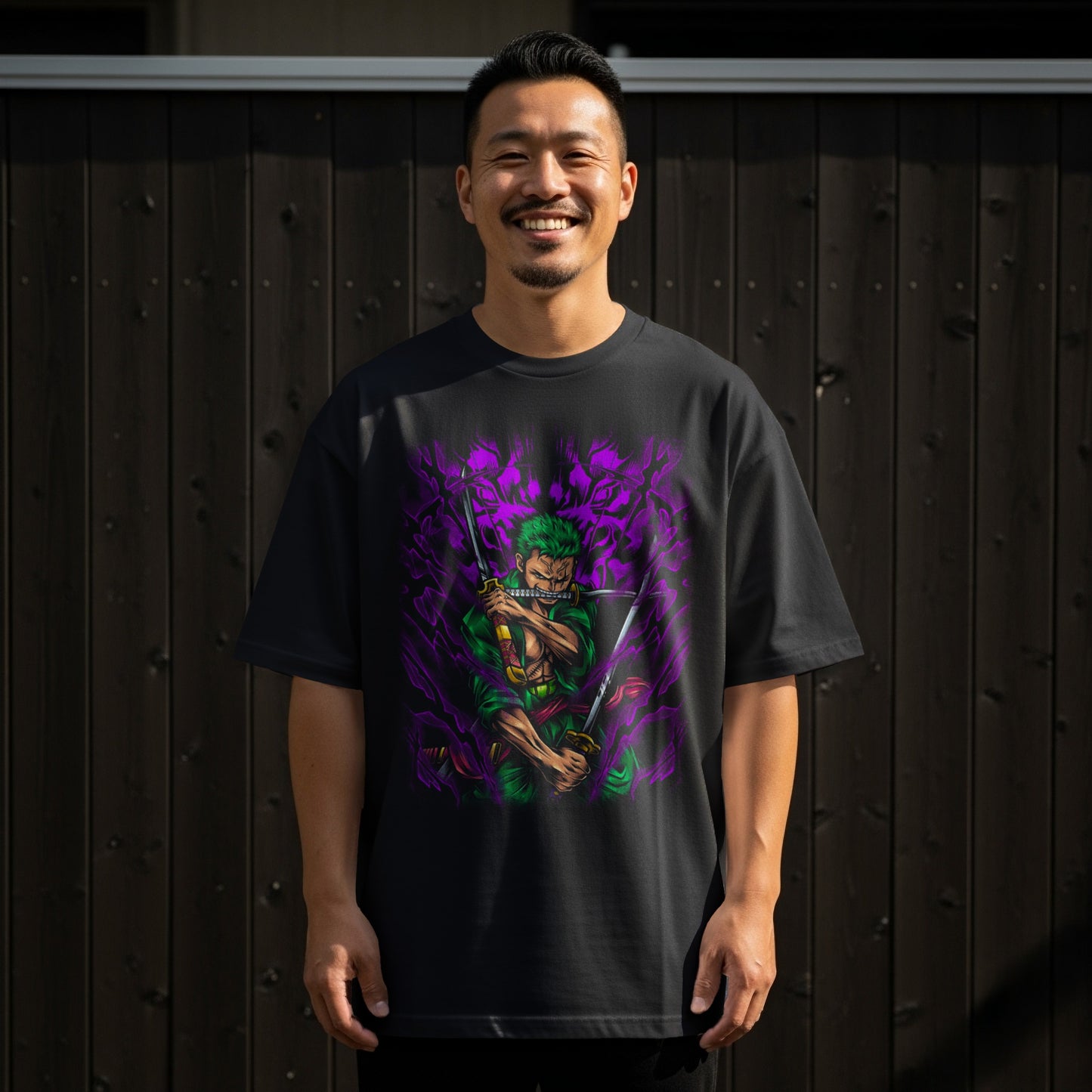 Anime Character with Green Hair Graphic Design T-shirt