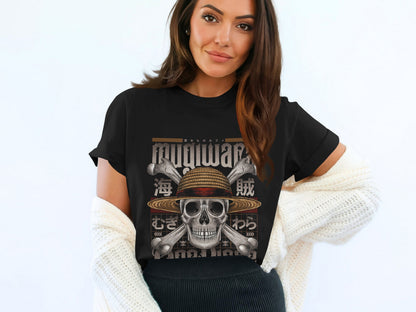 Mugiwara Skull and Crossbones T-Shirt Black Design