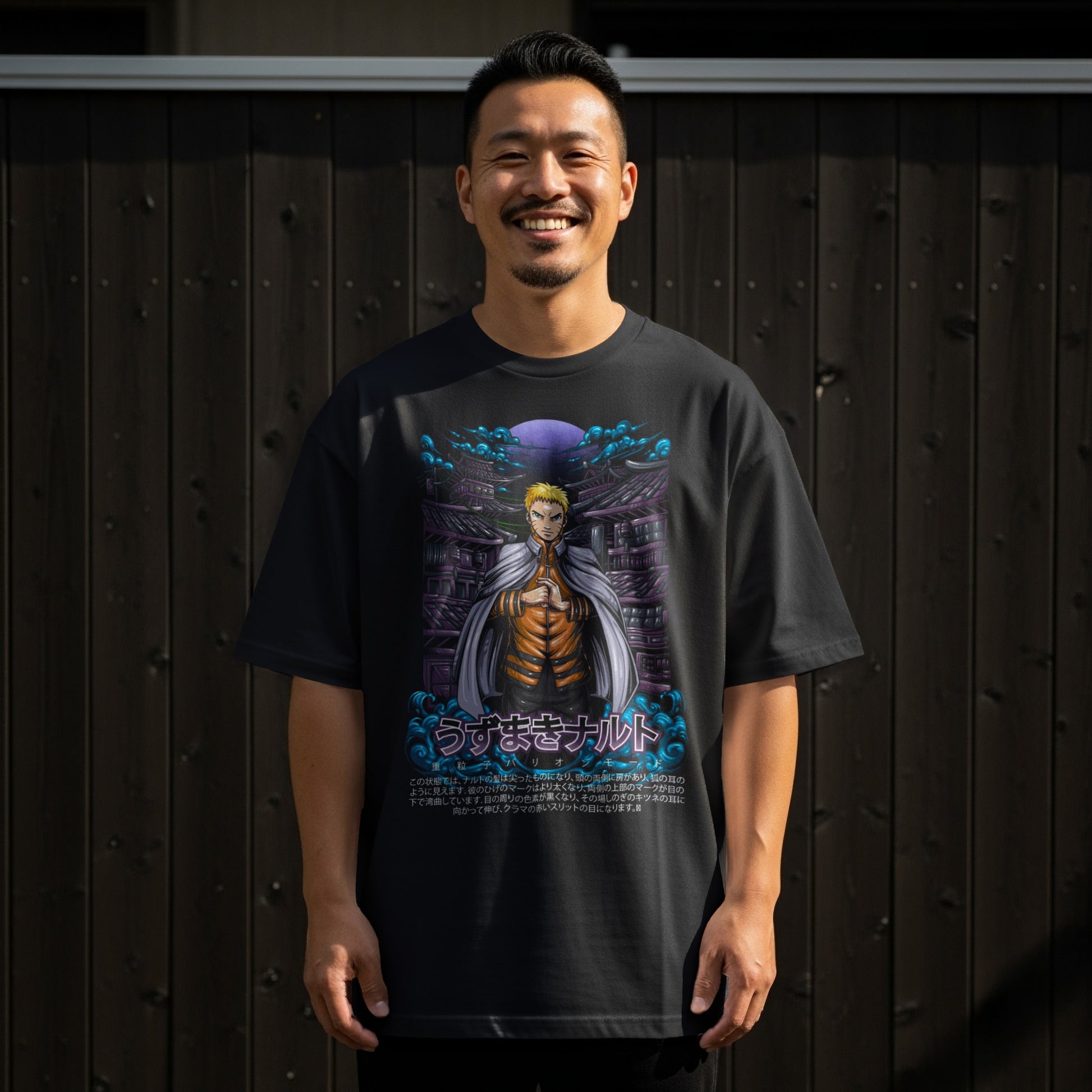 Anime Character Themed Graphic Black Tee Shirt