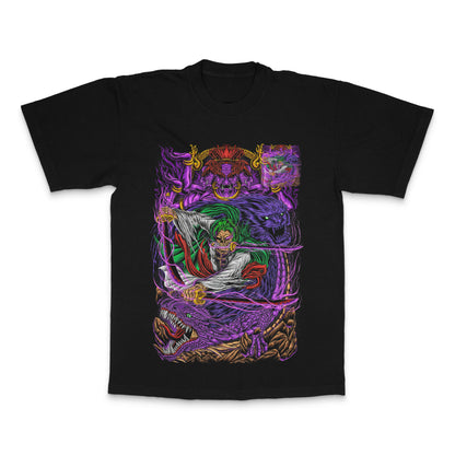 Vibrant Warrior with Dragon Colorful Graphic T-Shirt