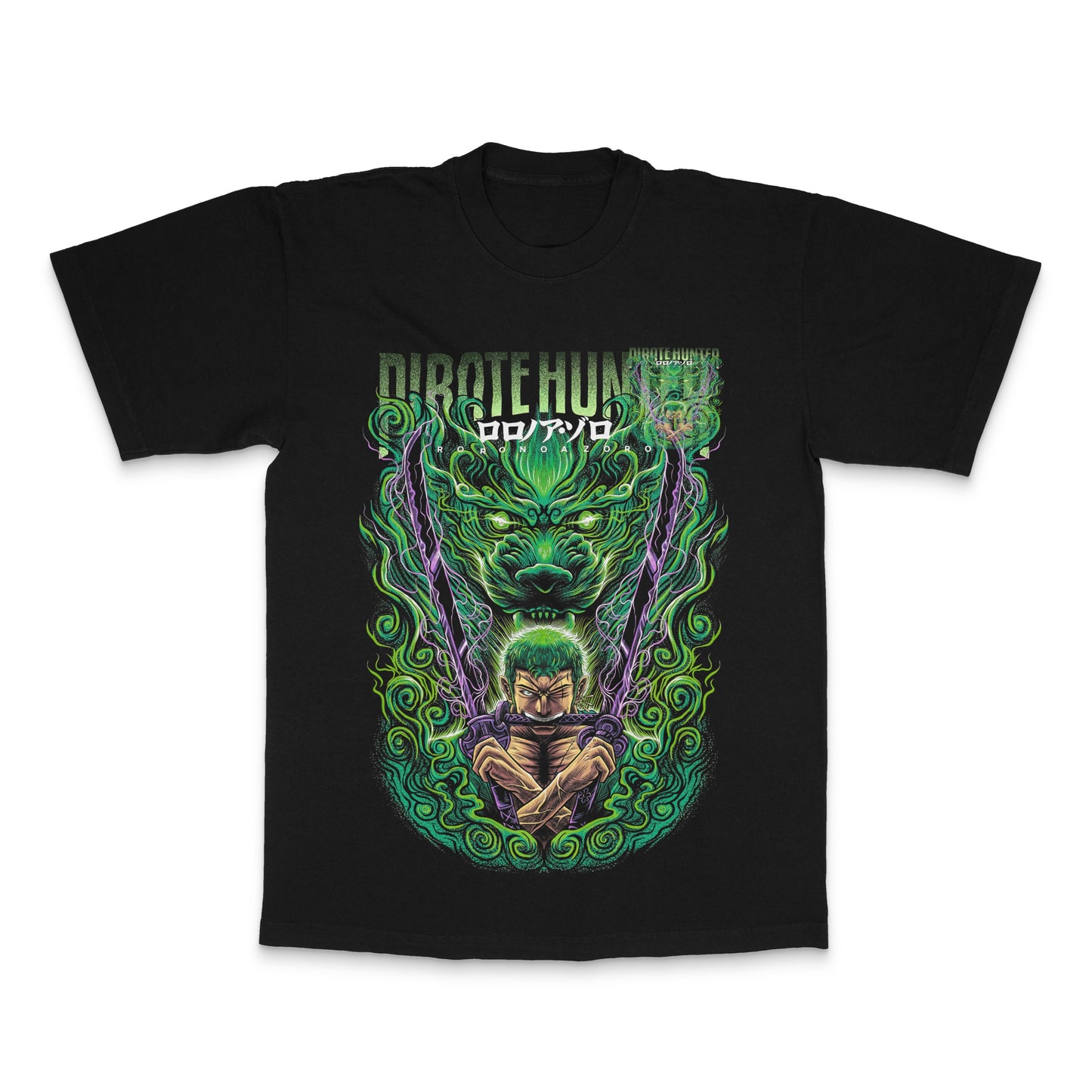 Pirate Hunter graphic tee with green sword design