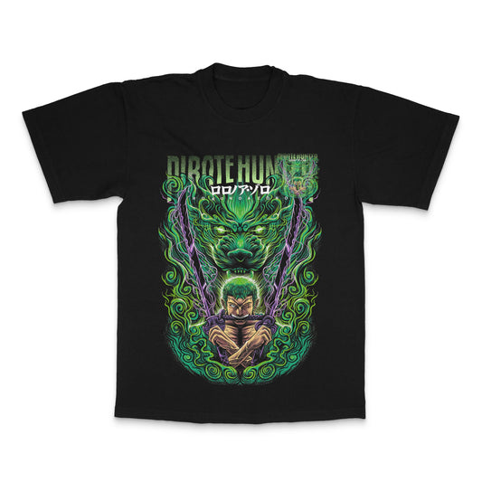 Pirate Hunter graphic tee with green sword design