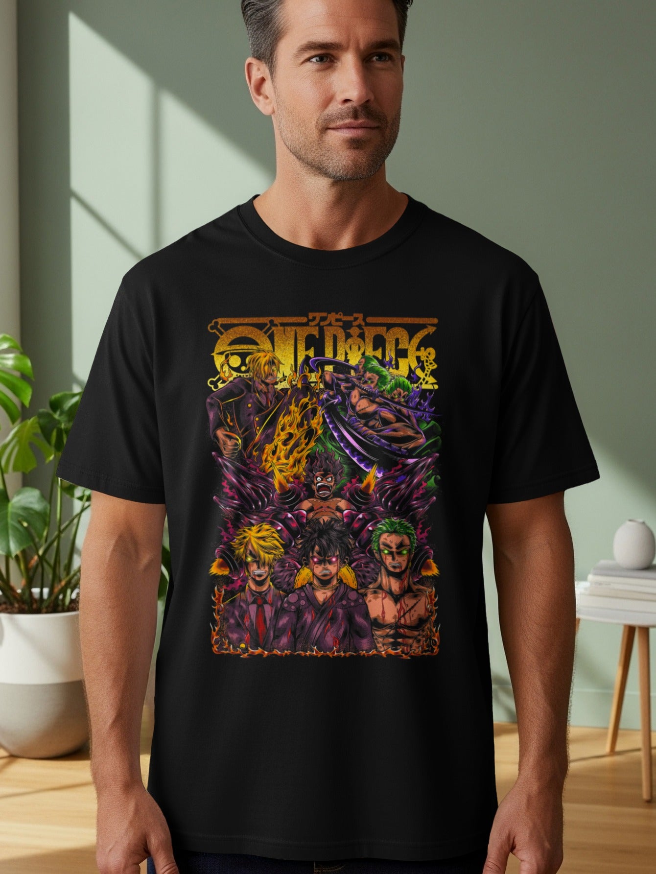 One Piece Anime Characters Graphic Printed T-Shirt