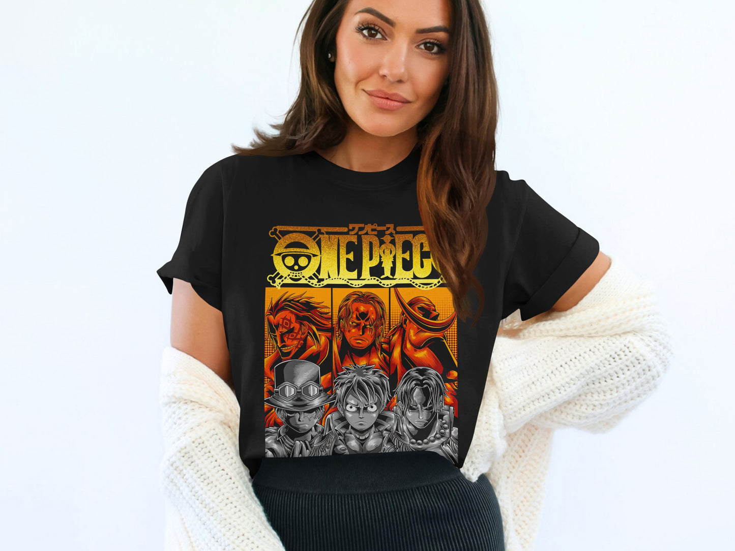 One Piece Anime Characters Graphic Shirt Fashionable Top
