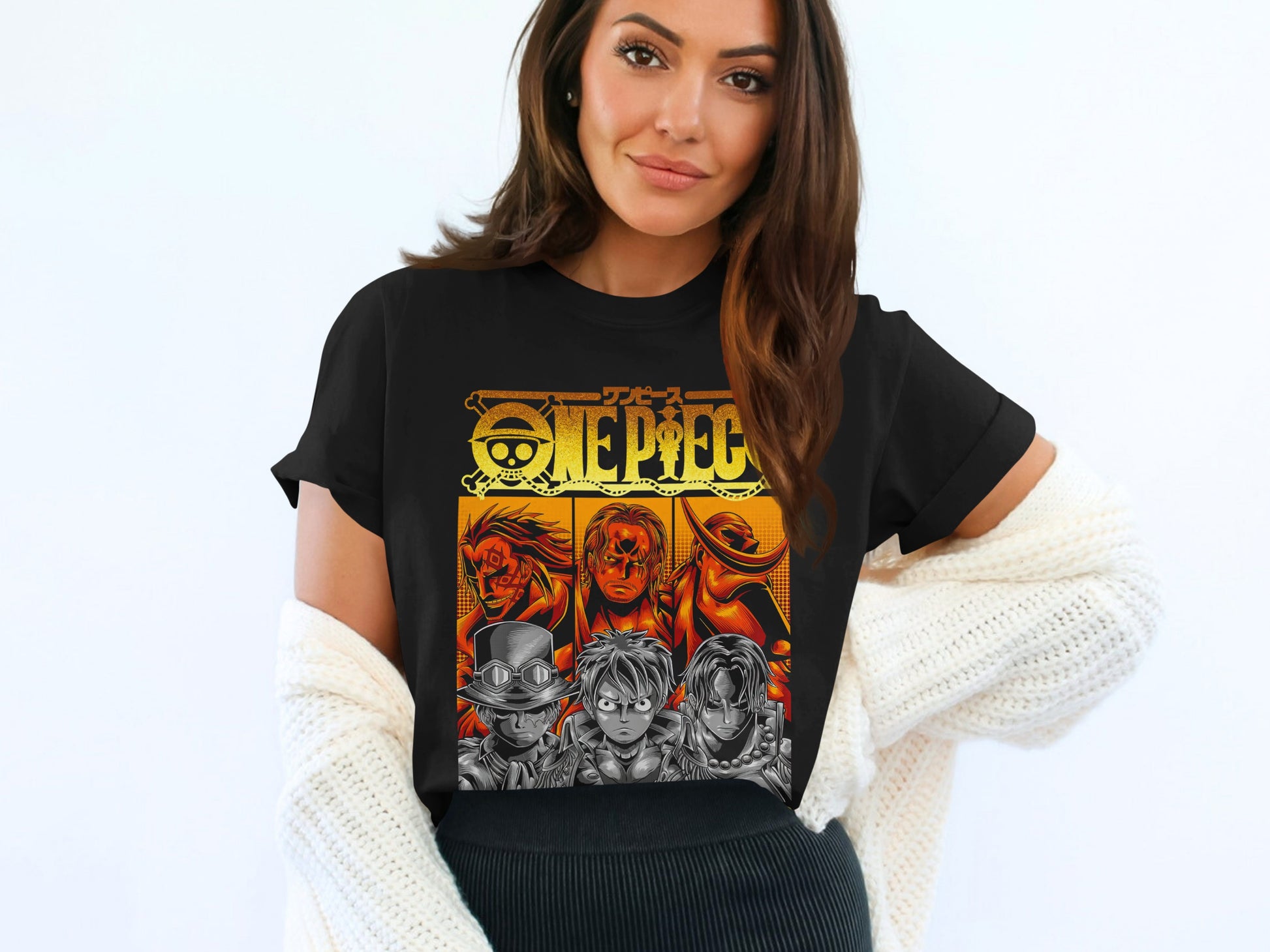 One Piece Anime Characters Graphic Shirt Fashionable Top
