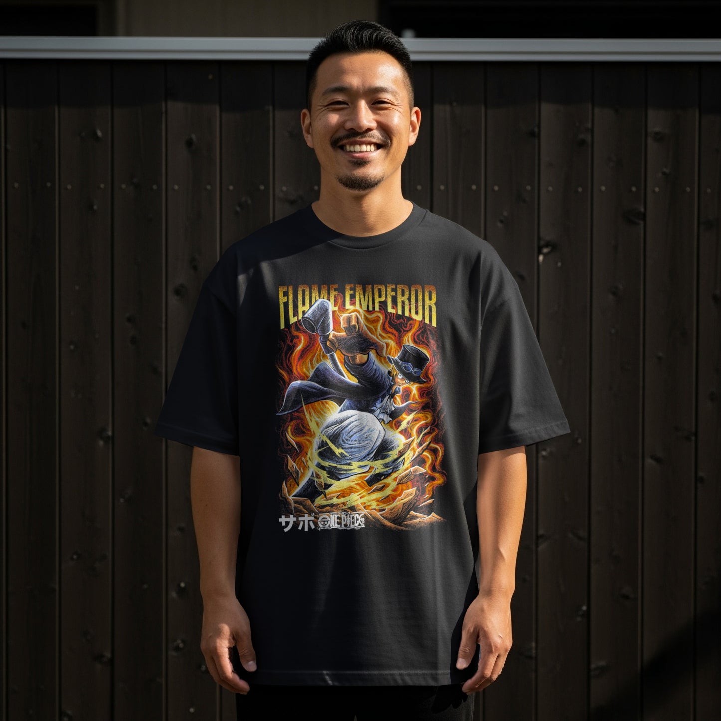 Flame Emperor Graphic Anime Black T-shirt