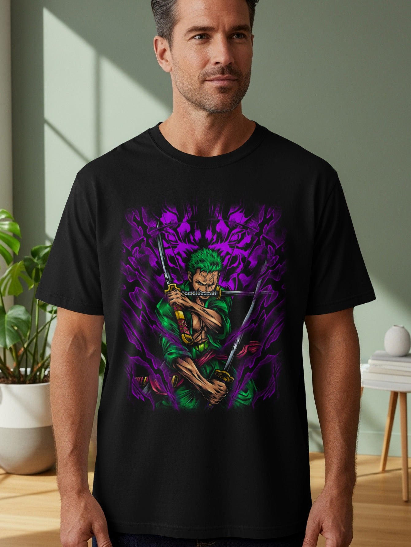 Sword-Wielding Anime Warrior Graphic T-shirt