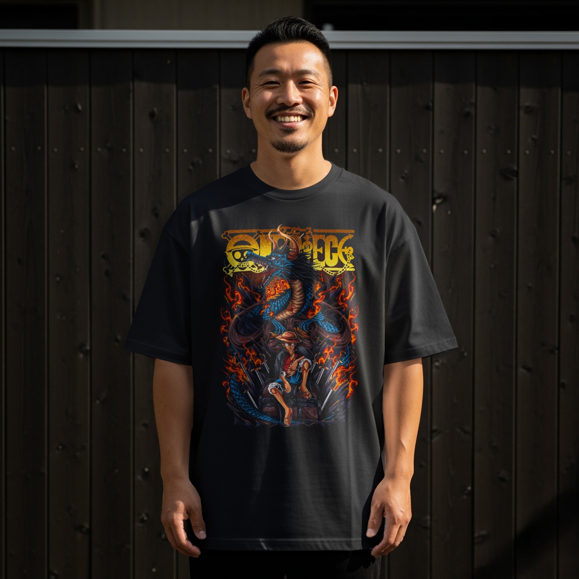 Colorful Dragon and Cowboy Graphic Design Shirt