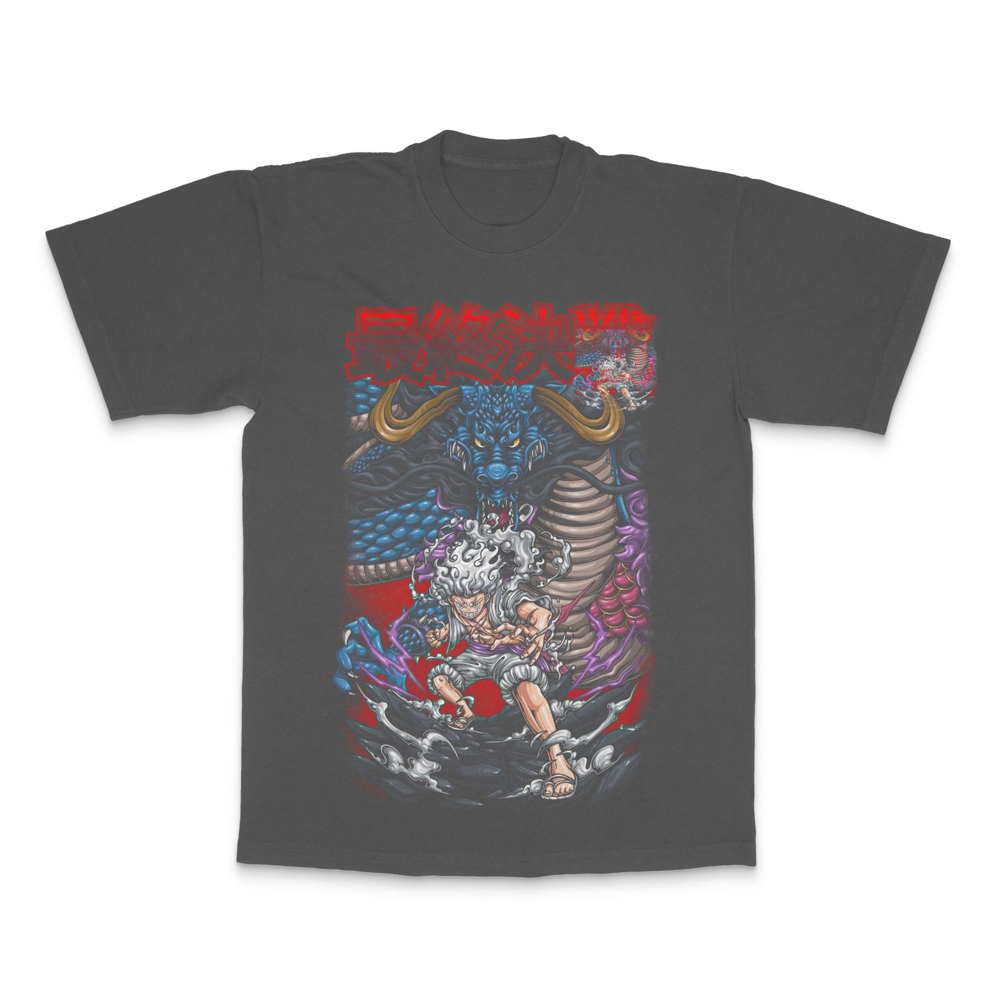 Epic Anime Dragon Battle Graphic T-shirt