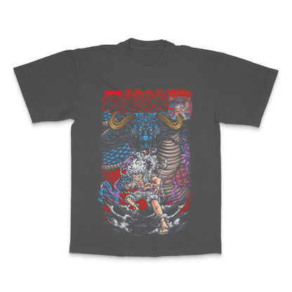 Epic Anime Dragon Battle Graphic T-shirt