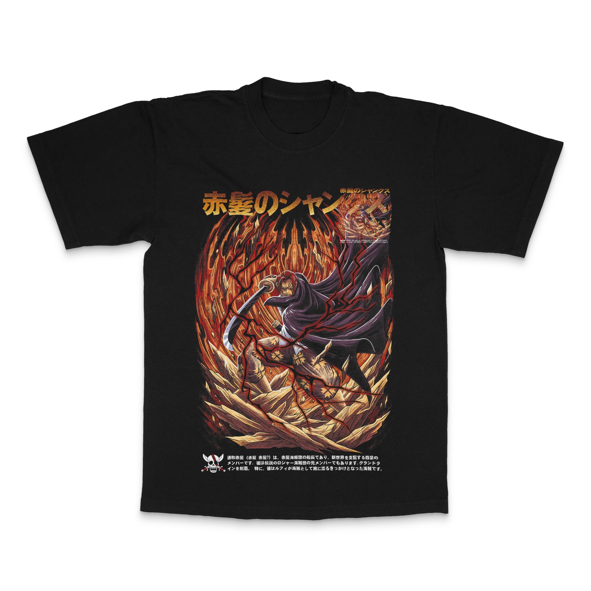 Flame-Wielding Warrior in Battle Graphic T-shirt
