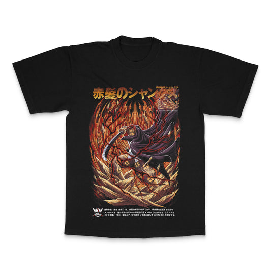 Flame-Wielding Warrior in Battle Graphic T-shirt