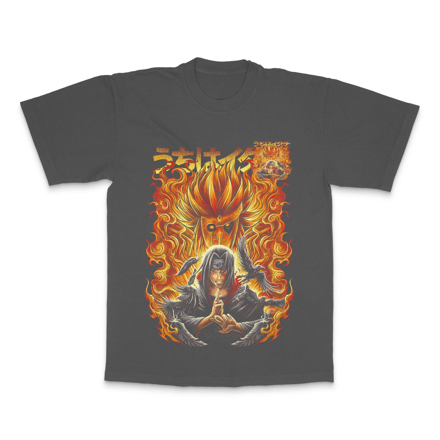 Fiery Anime Character Graphic Dark T-Shirt