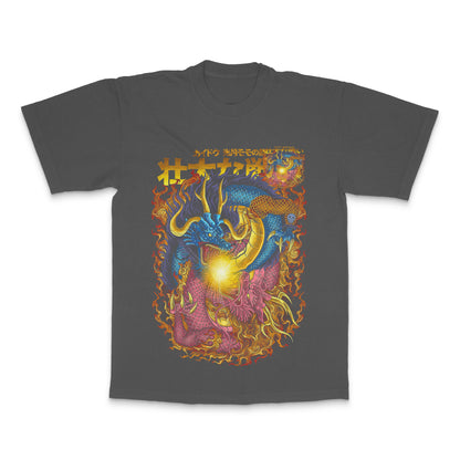 Vibrant Dragon and Flames Graphic Art T-Shirt