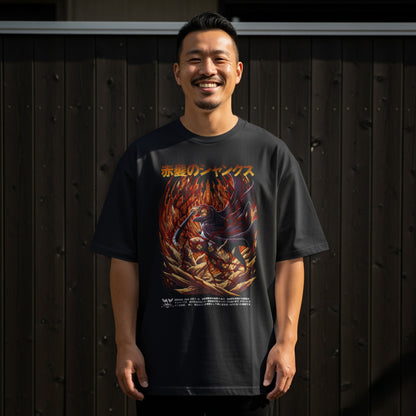 Japanese Character Fire Graphic Tee Shirt