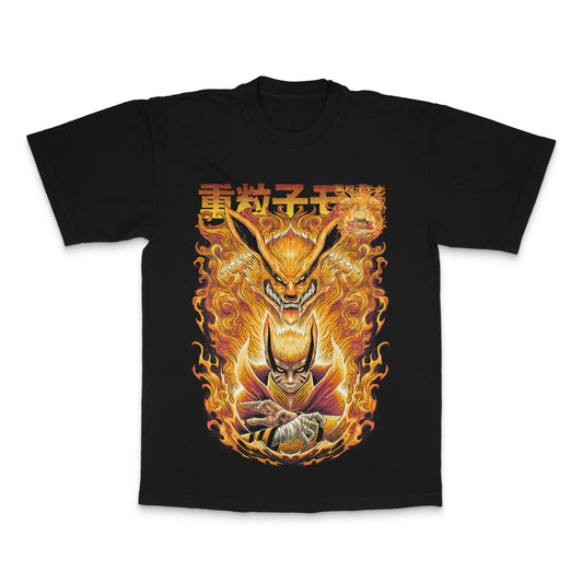 Fierce Dragon and Warrior Graphic Black Shirt