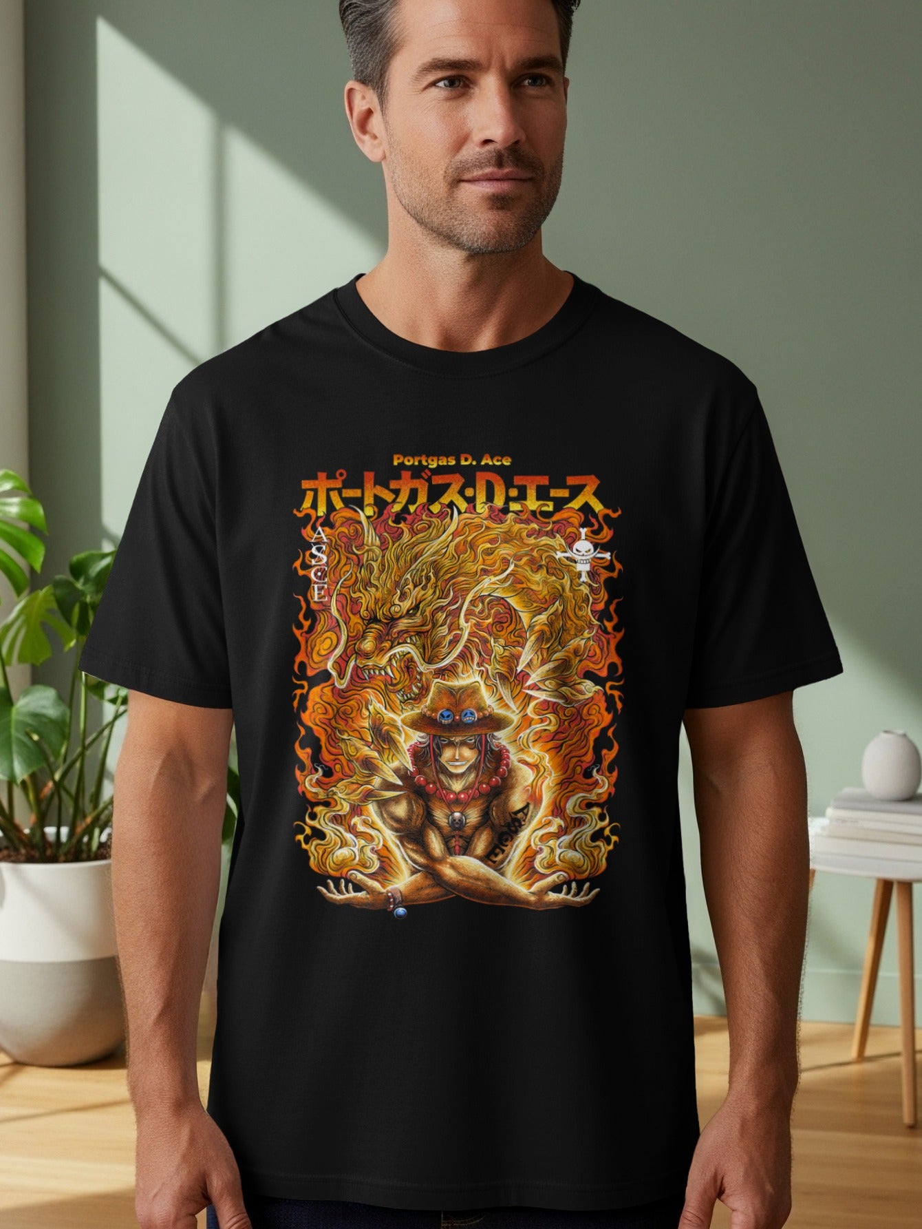 Portgas D. Ace Fiery Anime Character Artwork T-shirt