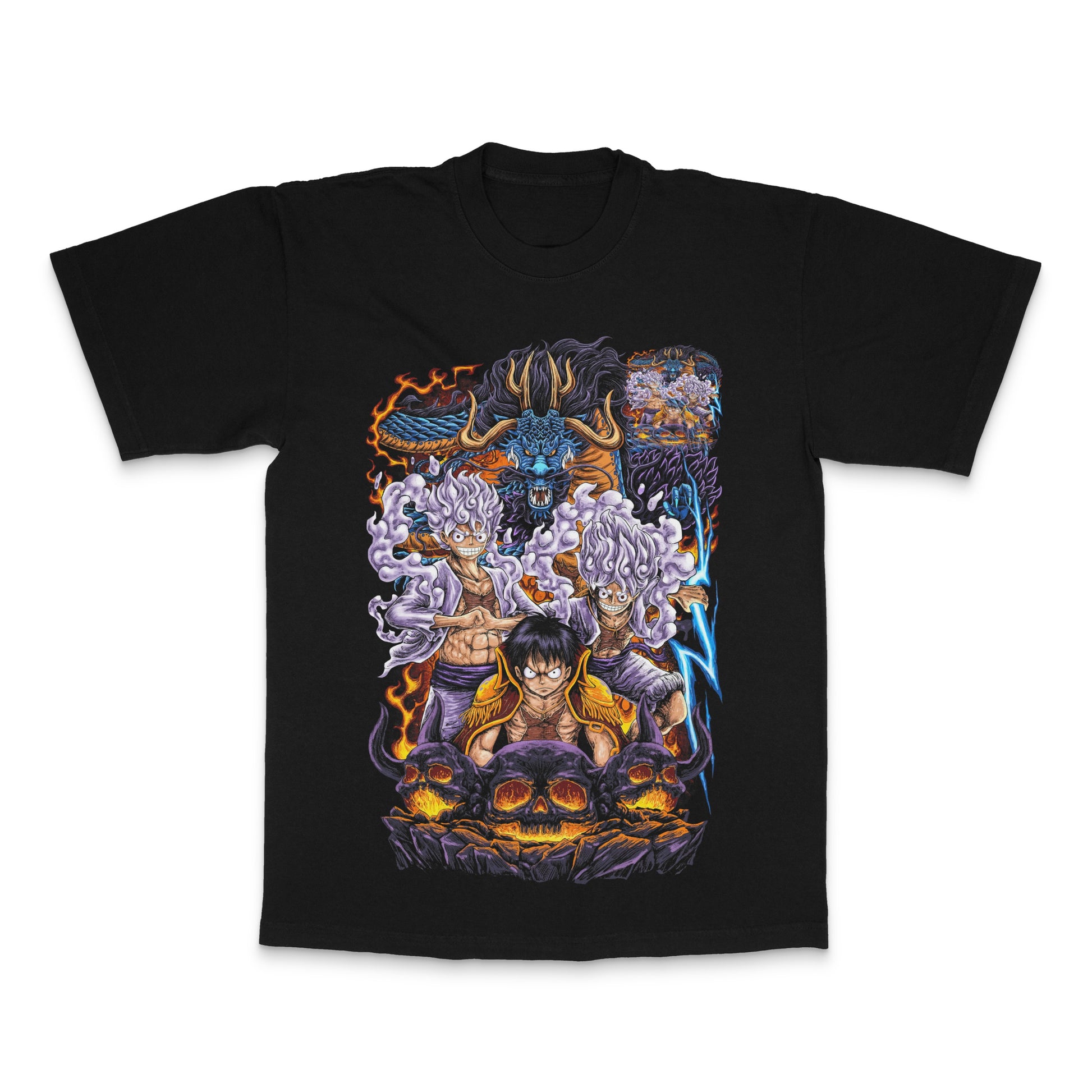 Anime Collage Graphic Black Tee Custom Design Shirt