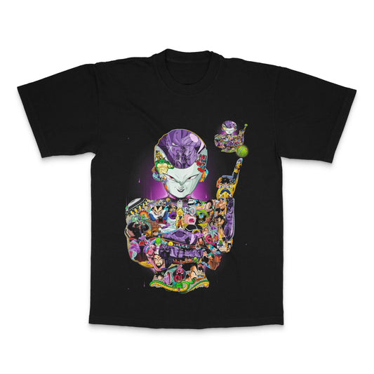 Unique Anime Collage Graphic Tee with Colorful Characters