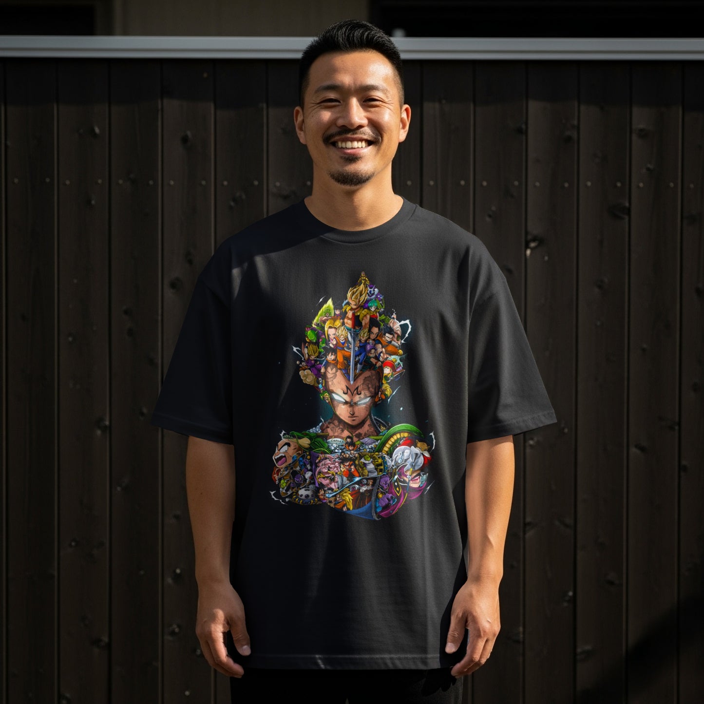 Colorful Anime Character Artwork Black T-Shirt