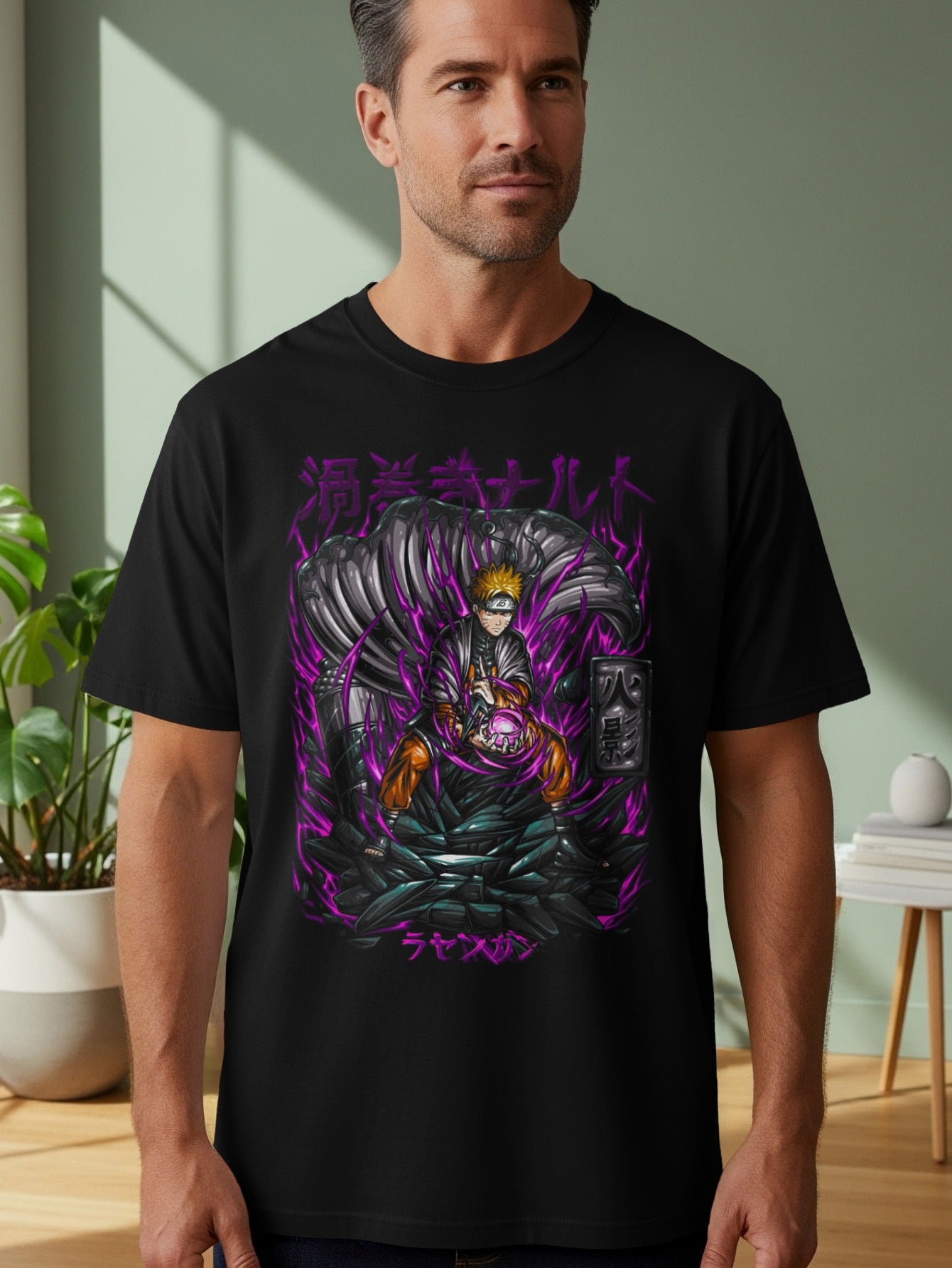 Anime-Inspired Graphic with Japanese Text T-shirt
