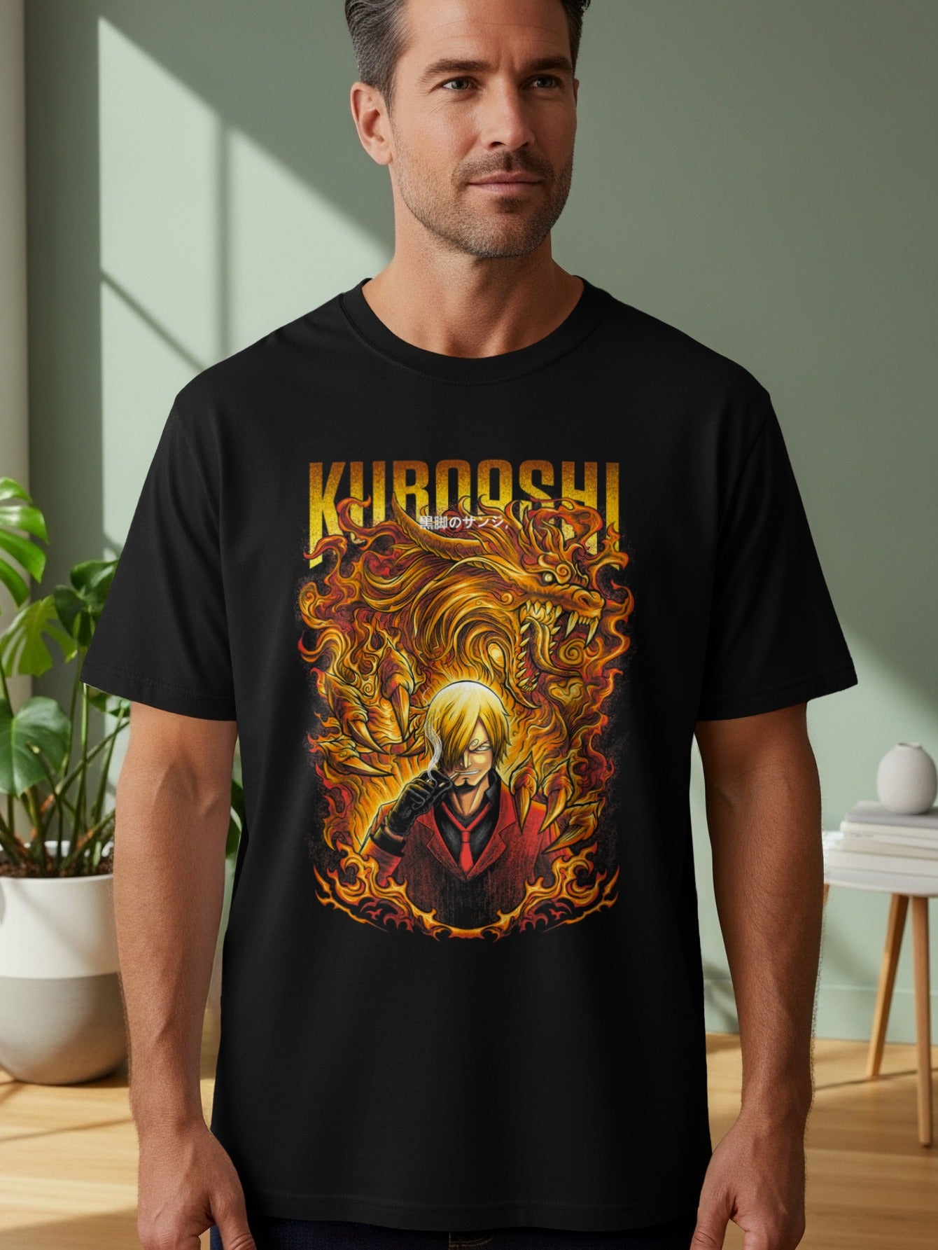 Kurooshi Fiery Character Graphic Design T-shirt