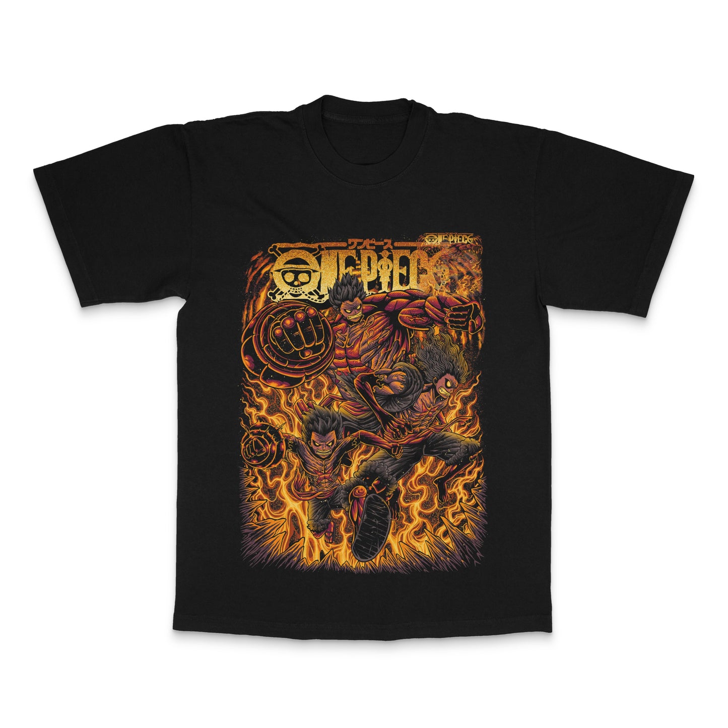 Fiery Graphic Character Tee with Intense Design Shirt