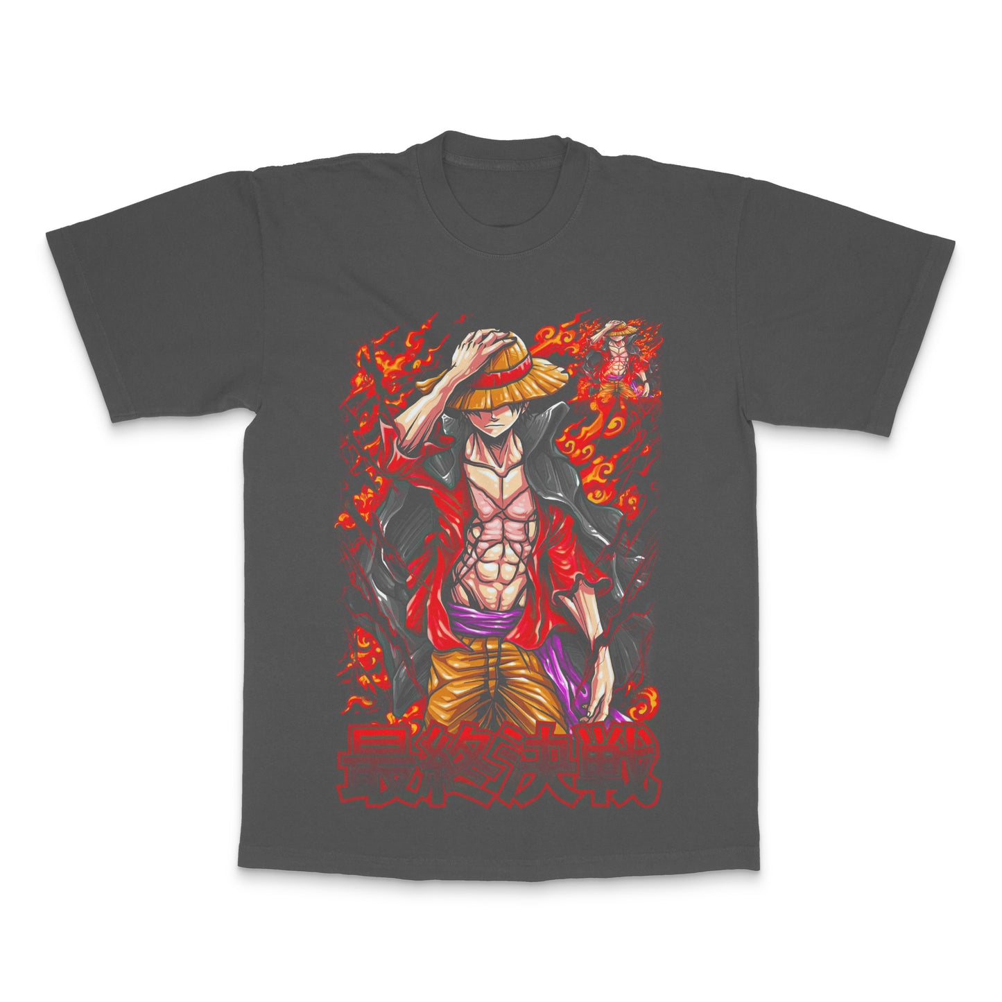 Anime Character in Fiery Design Graphic T-shirt