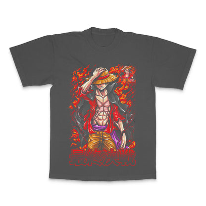Anime Character in Fiery Design Graphic T-shirt