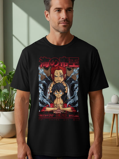 Japanese Anime Red Haired and Black Haired Character Tee