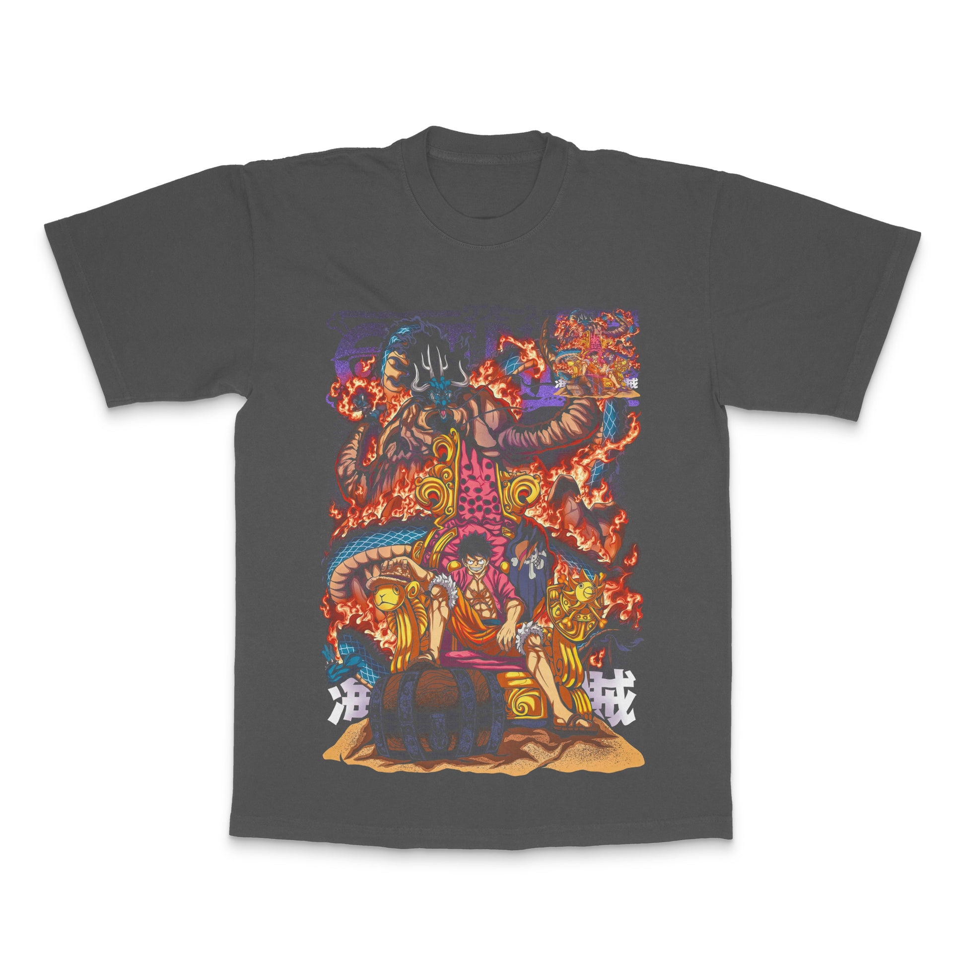 Vibrant Anime Character Fire Battle Graphic Shirt