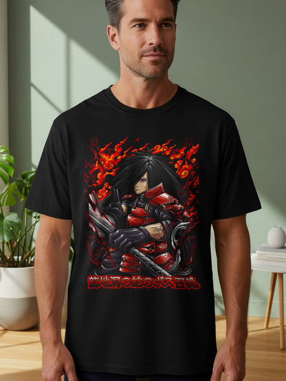 Fiery Japanese Anime Samurai Character T-shirt