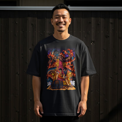 Colorful Warrior Graphic T-Shirt with Intricate Design