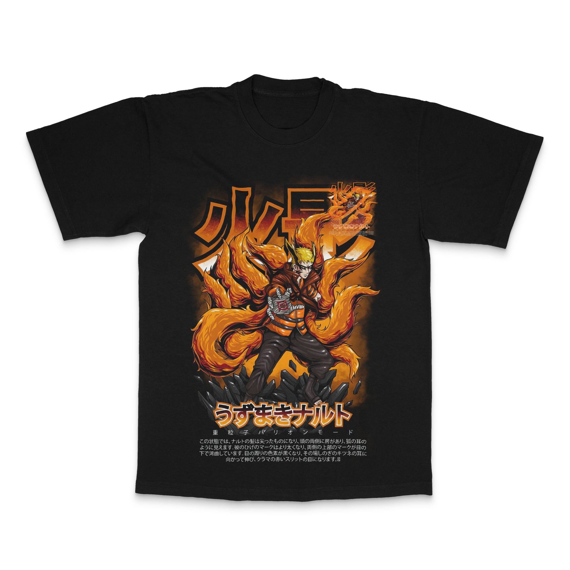 Bold Anime Character with Fire Graphics T-Shirt