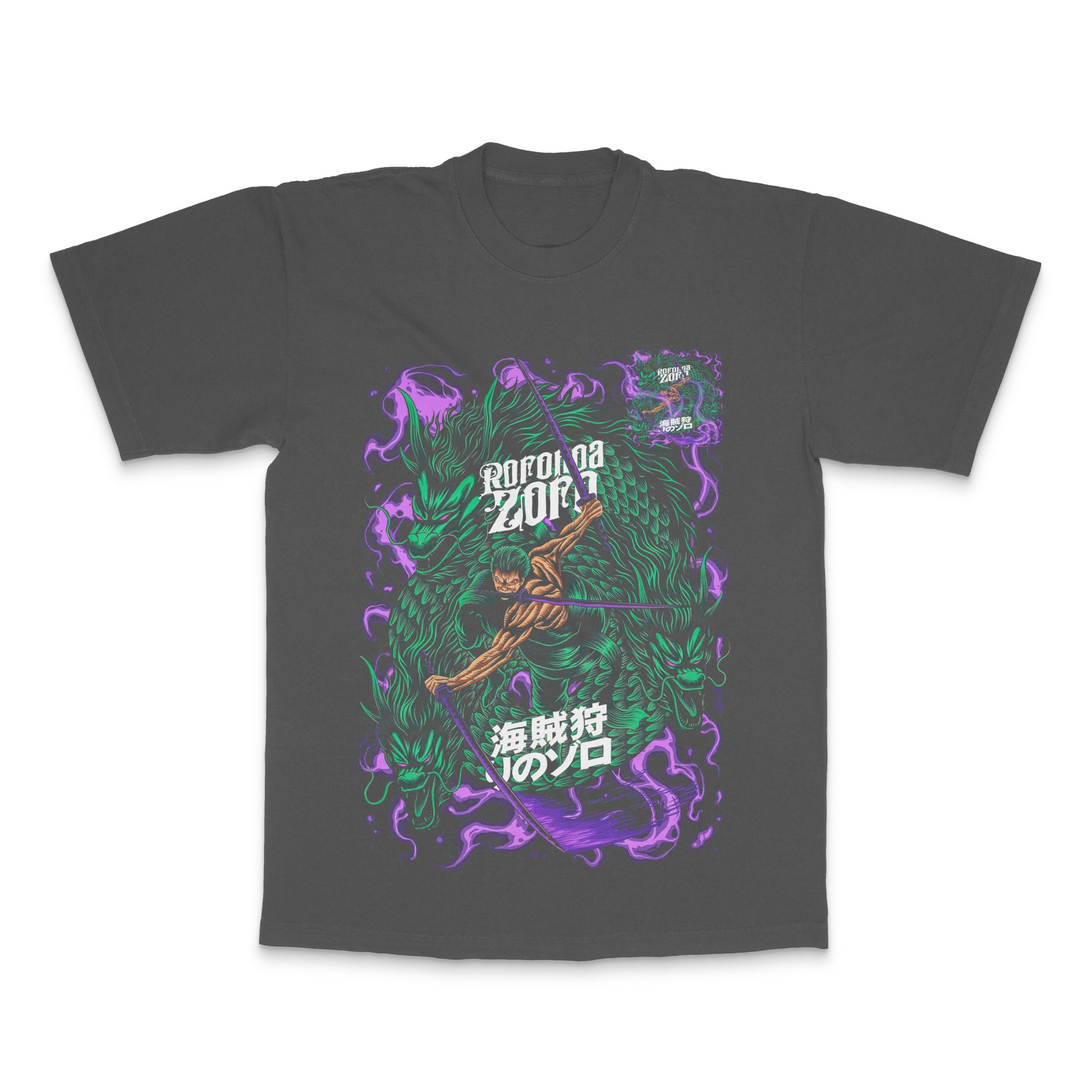 Roronoa Zoro Anime Graphic Tee with Purple Accents Shirt