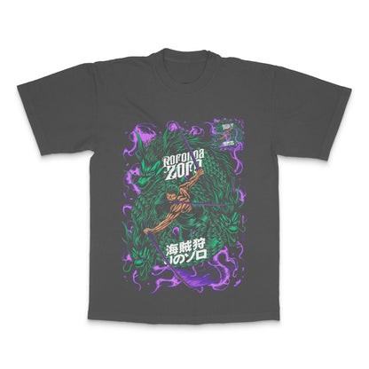 Roronoa Zoro Anime Graphic Tee with Purple Accents Shirt