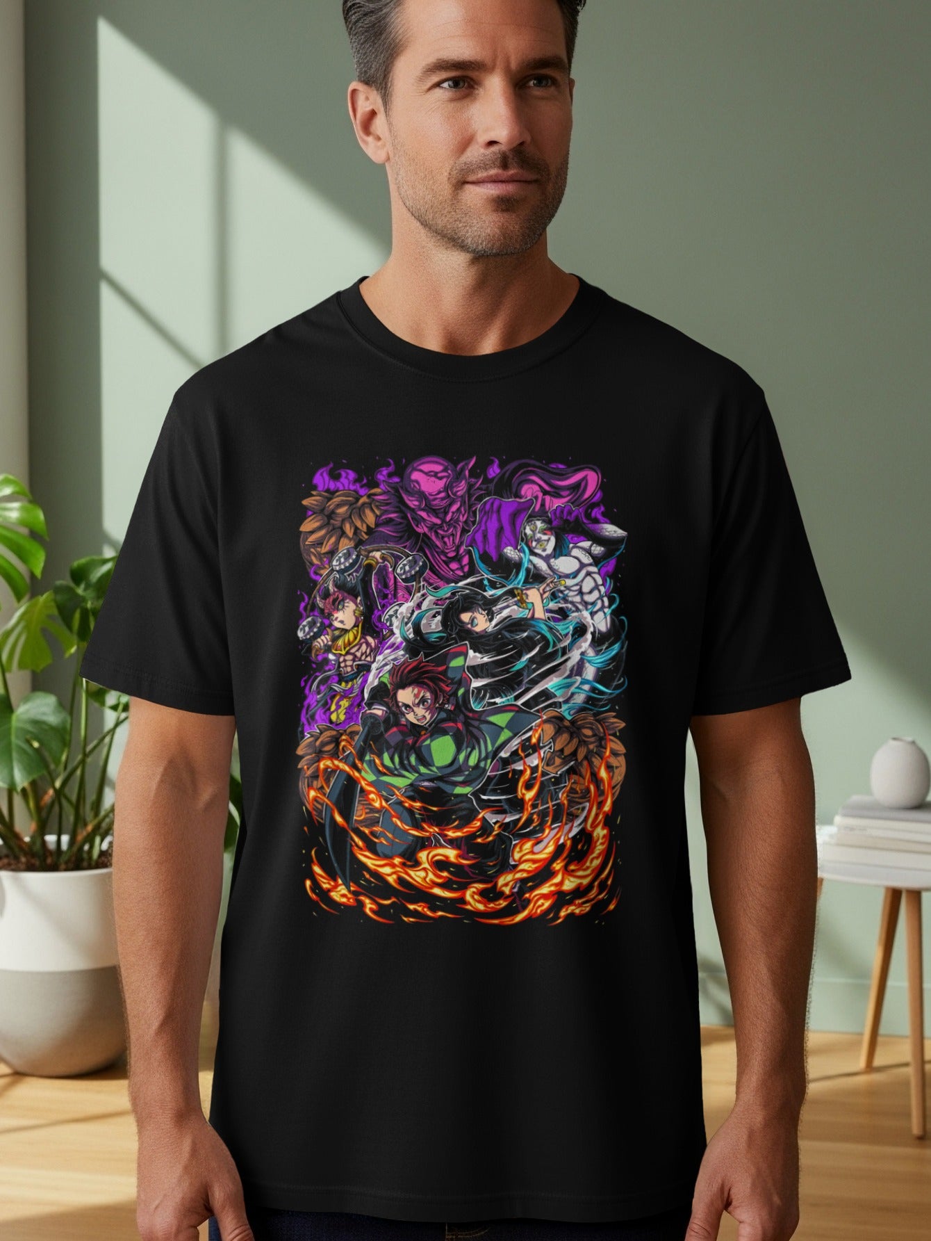 Bold Anime Characters Graphic Design T-Shirt