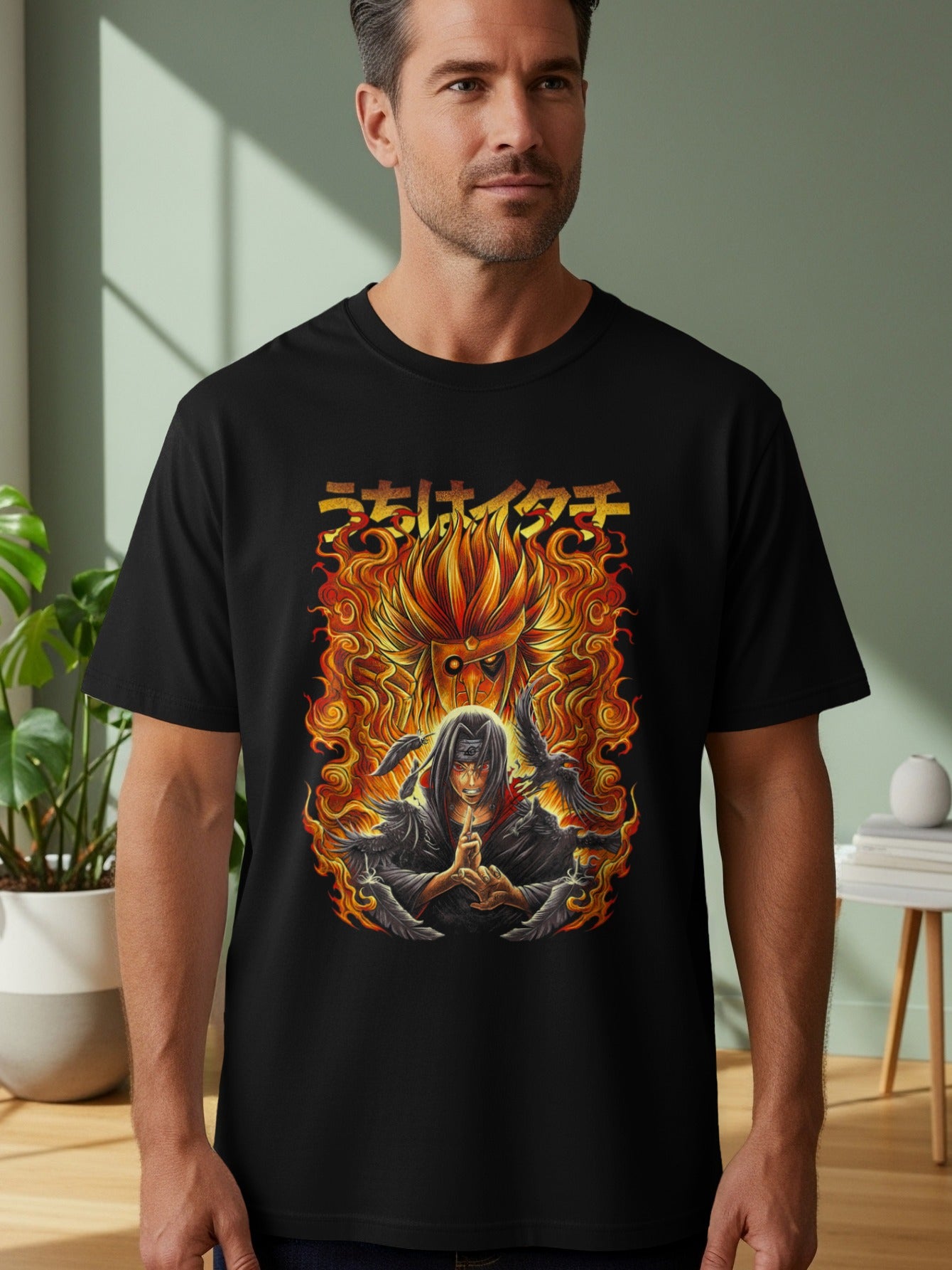 Anime-Inspired Shirt with Fiery Character Design