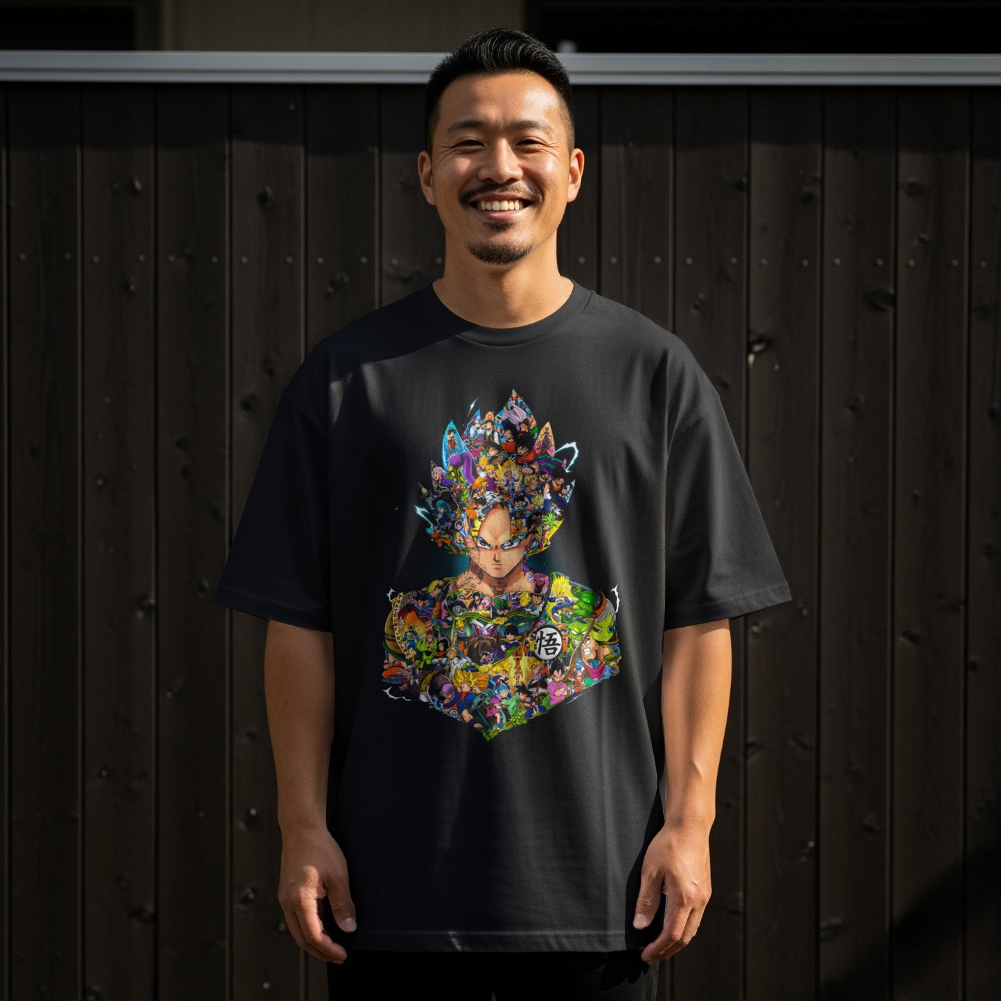 Vibrant Anime Character Print Black T-Shirt