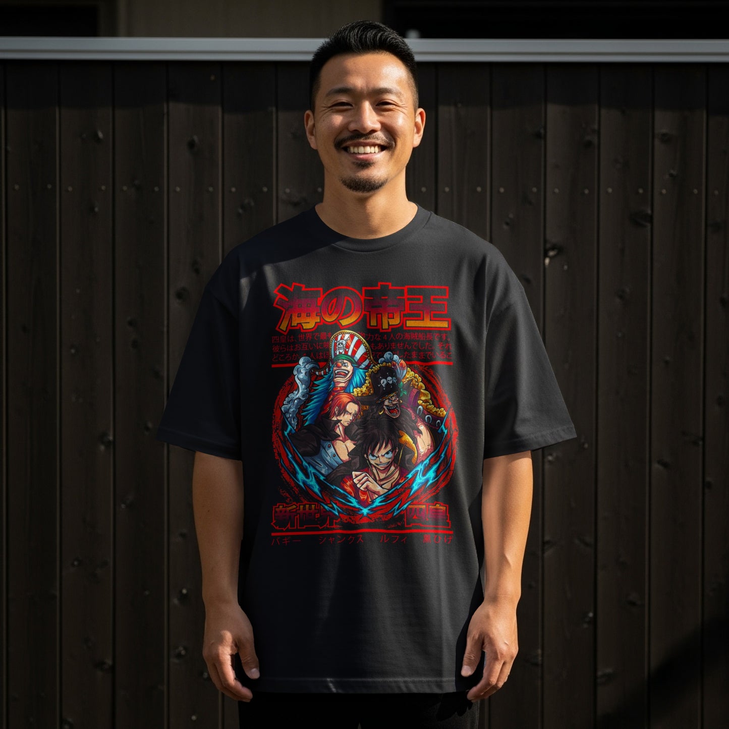 Japanese Anime Graphic Tee with Bold Red Design