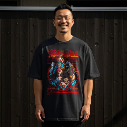 Japanese Anime Graphic Tee with Bold Red Design