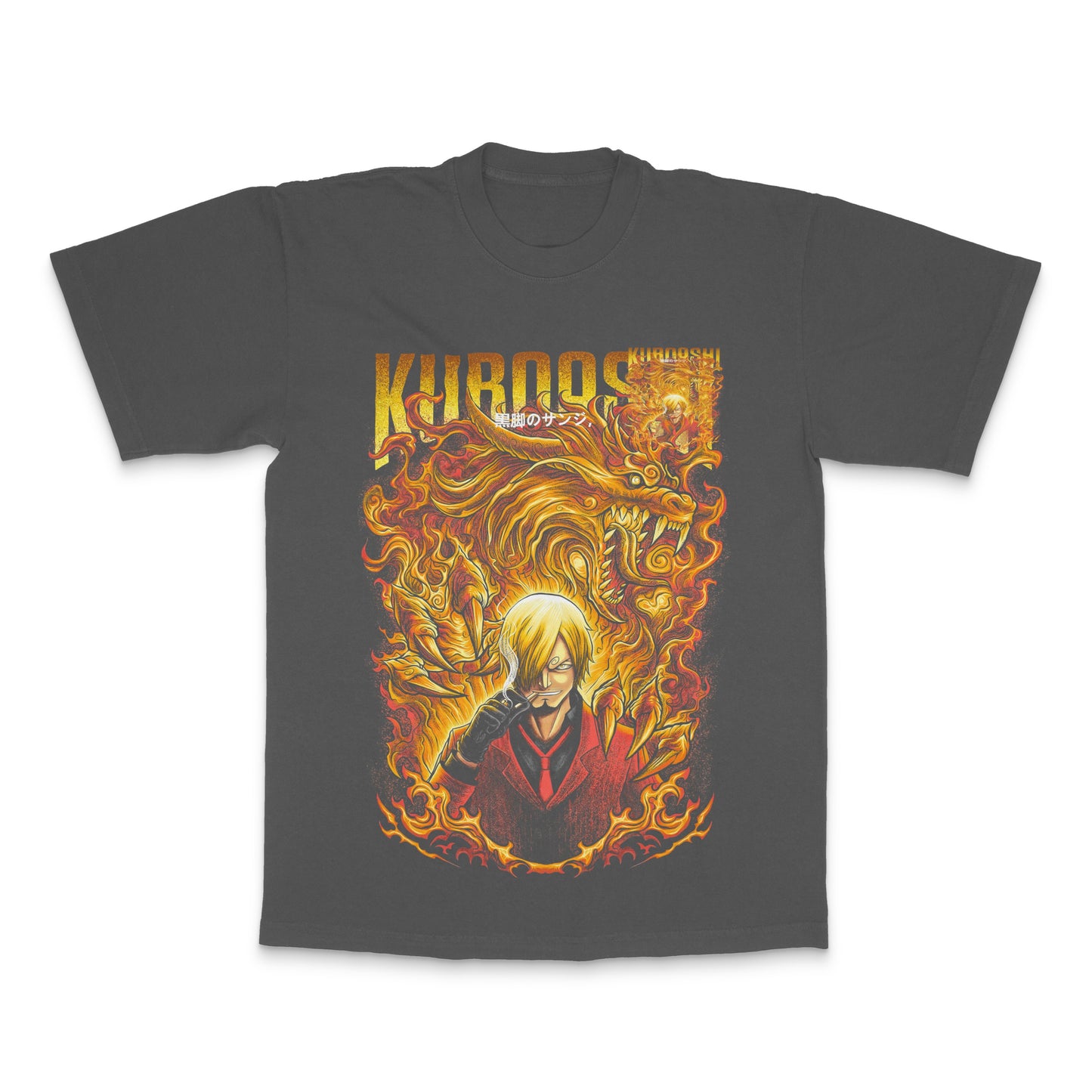 Kuroos Character and Fiery Dragon Printed T-Shirt