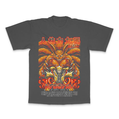 Anime-Inspired Graphic Tee with Fierce Fire Design