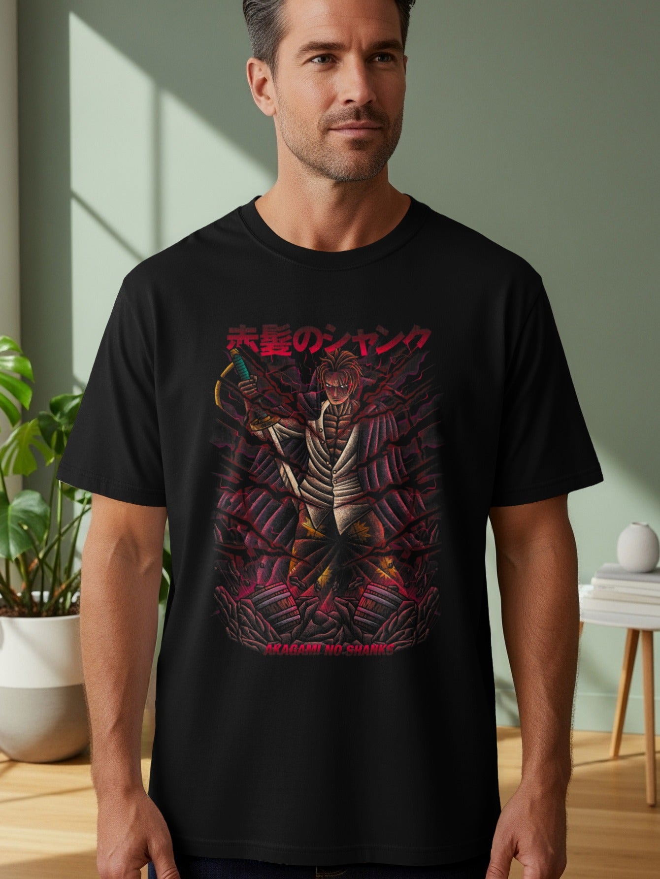 Japanese Red-Haired Character Graphic T-Shirt