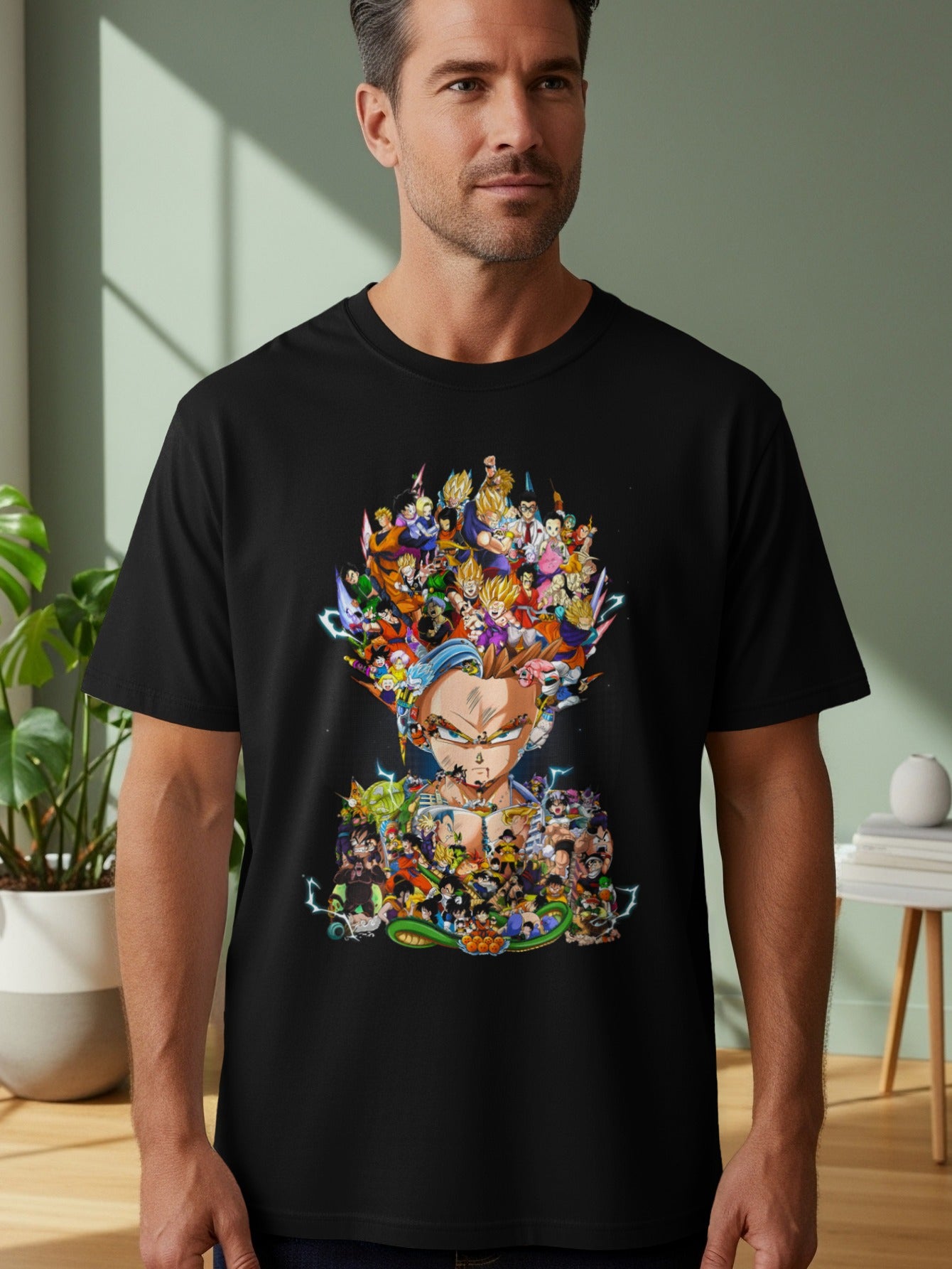 Iconic Anime Characters Graphic Print T-Shirt