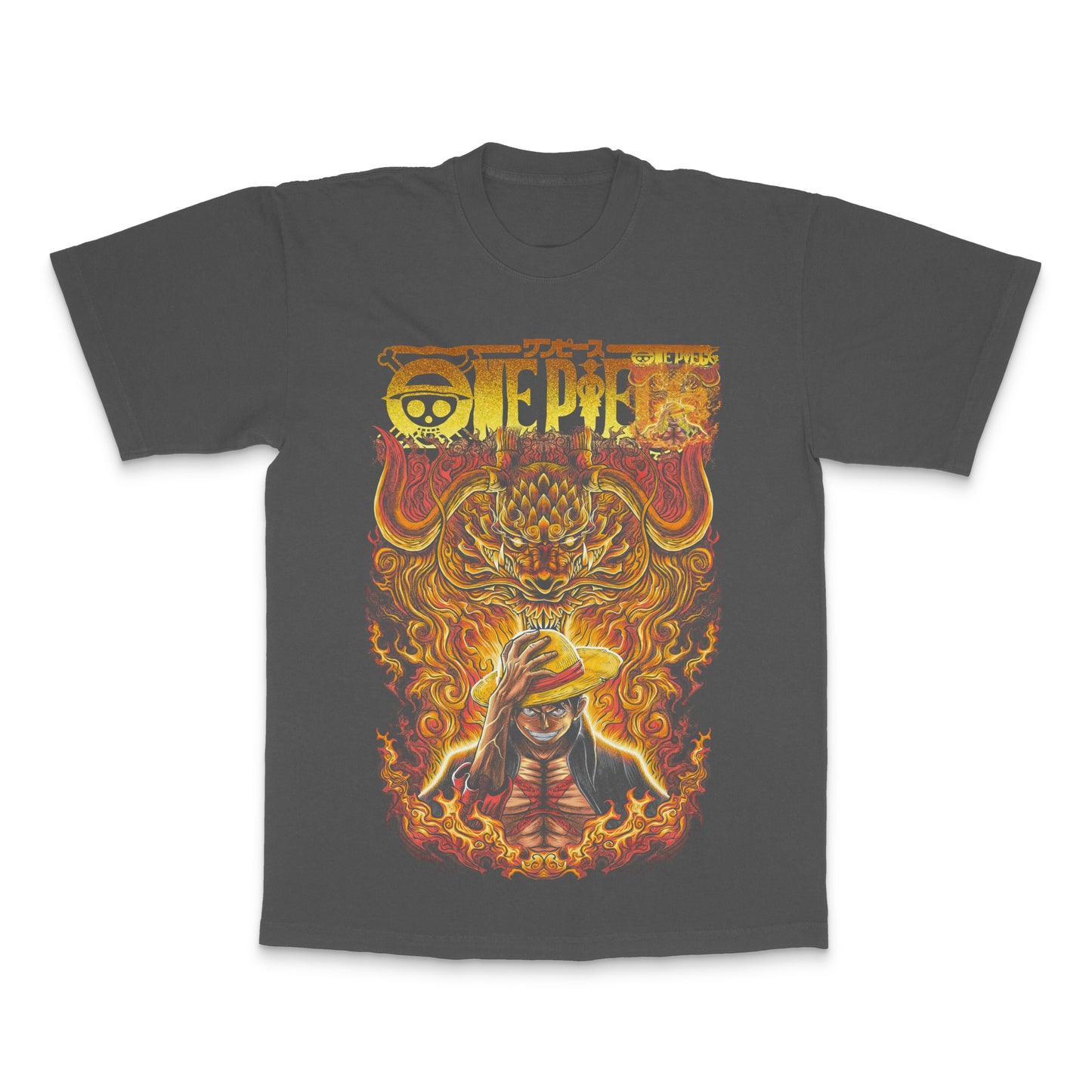 One Piece fiery character print graphic T-shirt