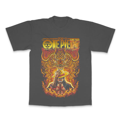 One Piece fiery character print graphic T-shirt