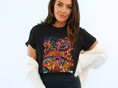 Vibrant Fire and Fantasy Character Artwork T-shirt