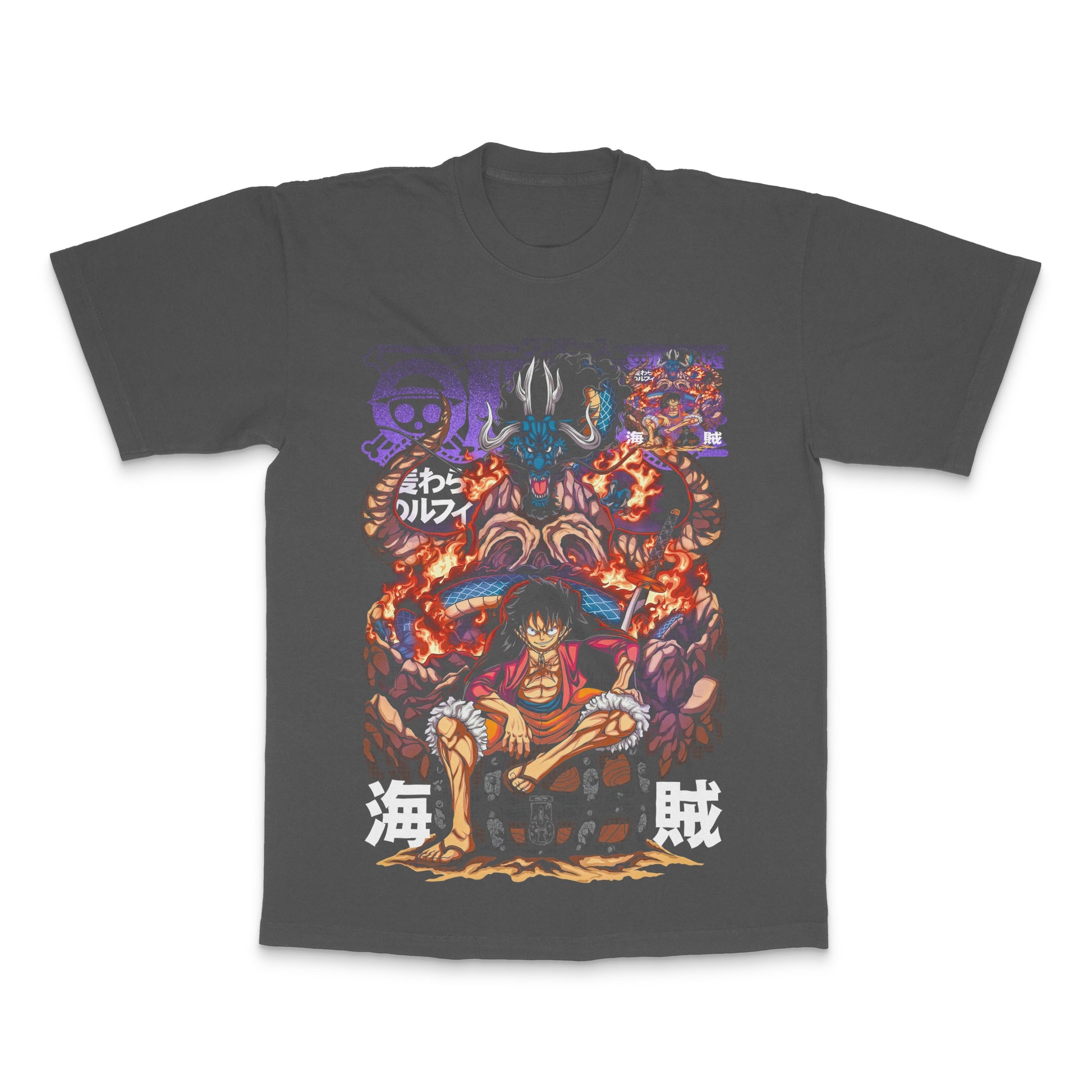 Anime Character with Fire Dragon Graphic T-shirt