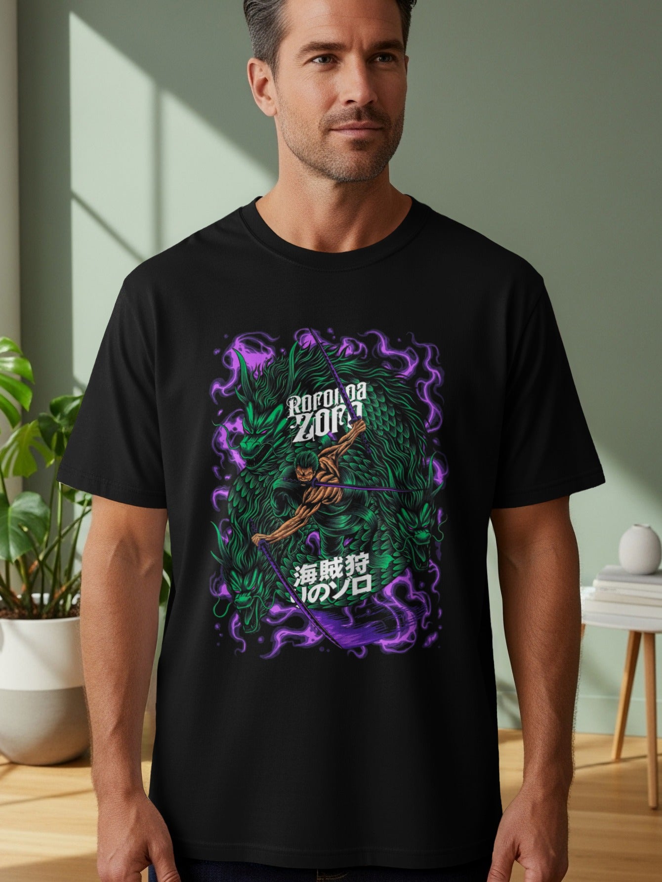 Roronoa Zoro Anime Graphic Black T-Shirt